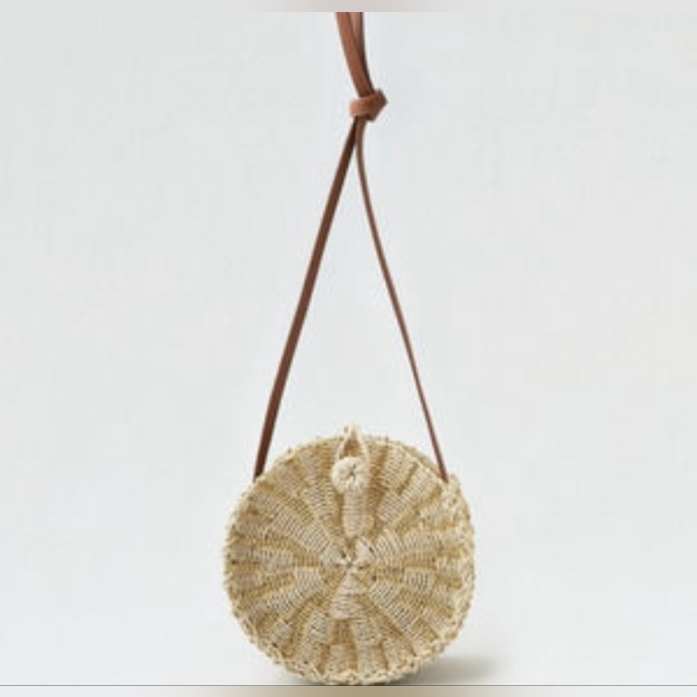 American Eagle Rattan Woven Round Bag.
